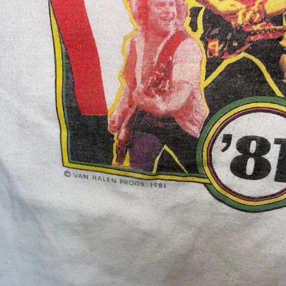 Van Halen 1981 World Tour Rock Concert T Shirt Size Large Vintage Raglan Sleeve - Picture 6 of 13